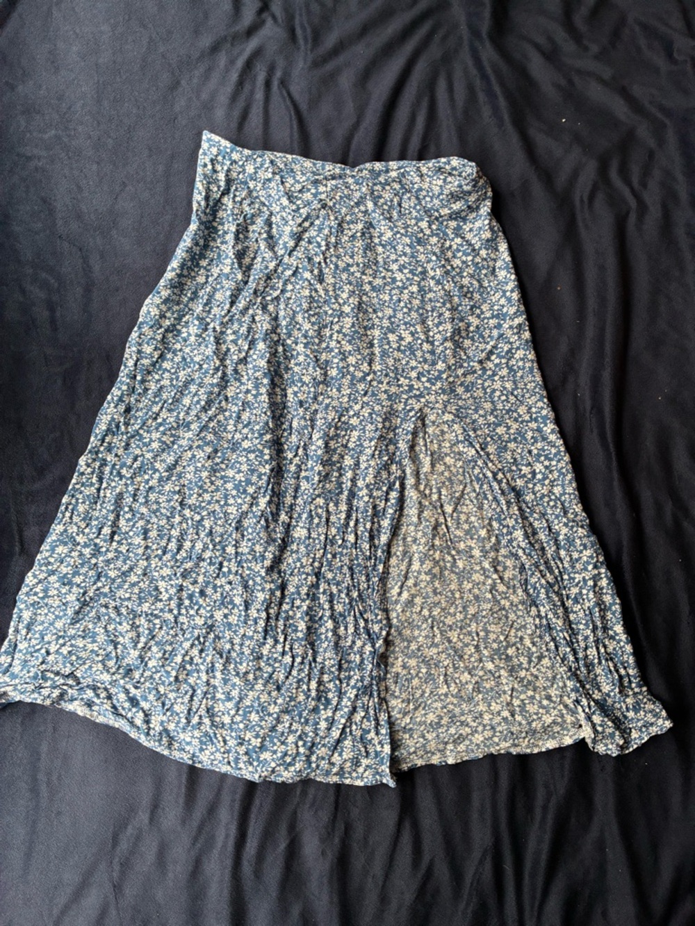 SHEIN Blue Floral A-Line Midi Skirt